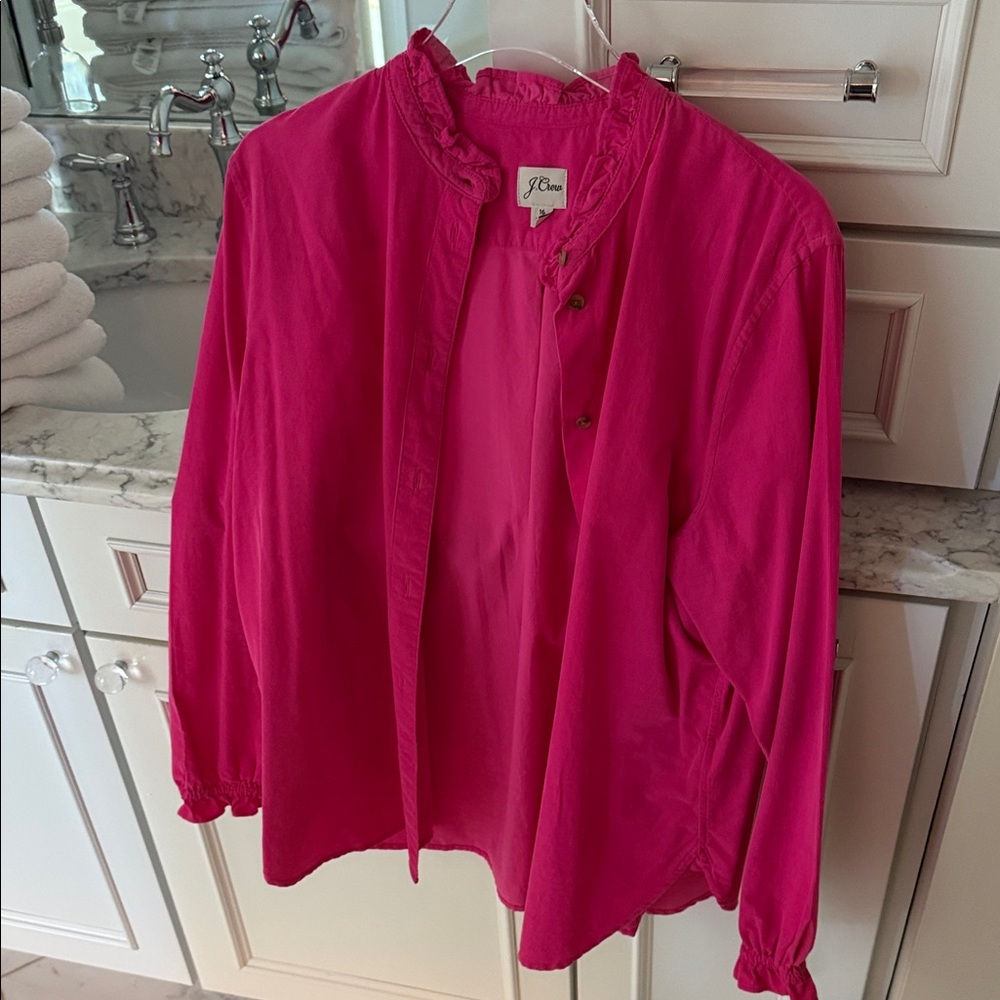 J Crew Corduroy Pink Button-Up Blouse